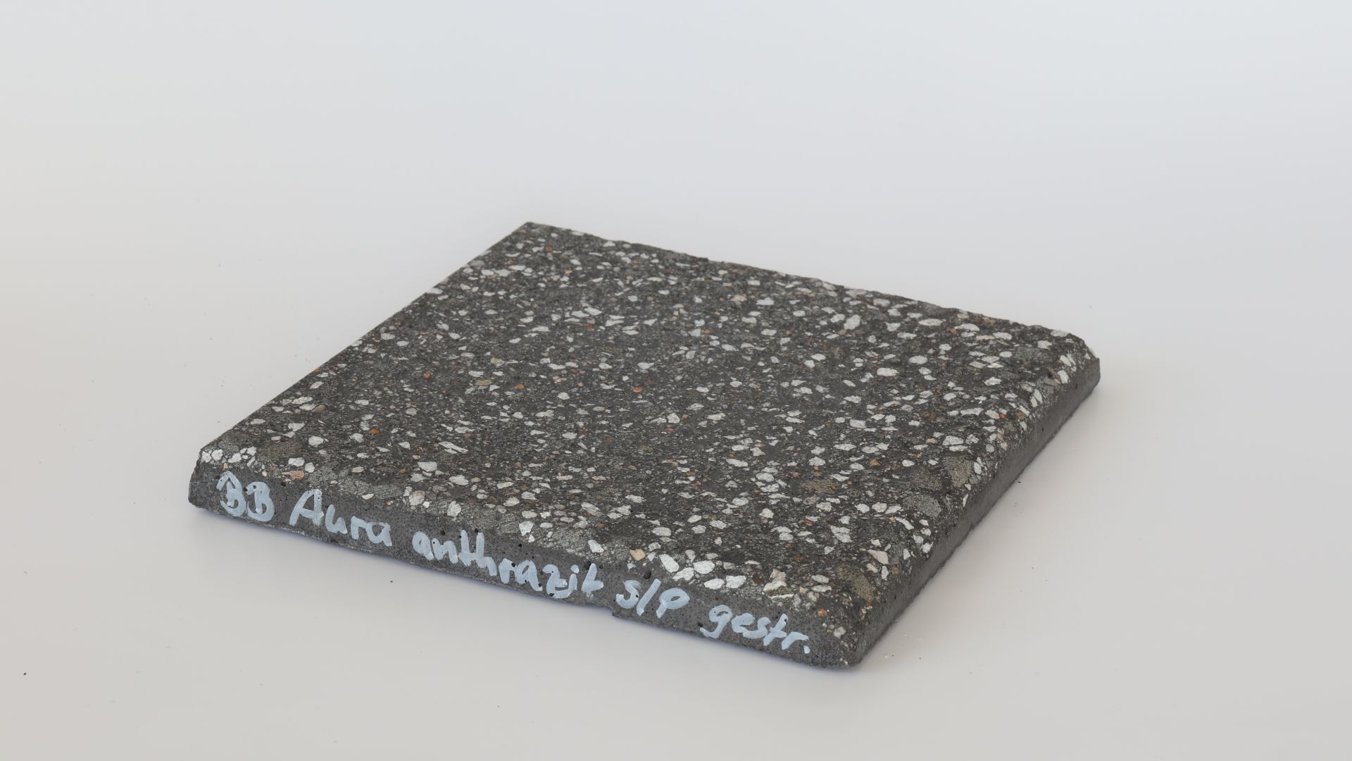 Sample Slab_concrete  cast stone_'Aura anthrazit-salz-pfeffer'_shot-blasted